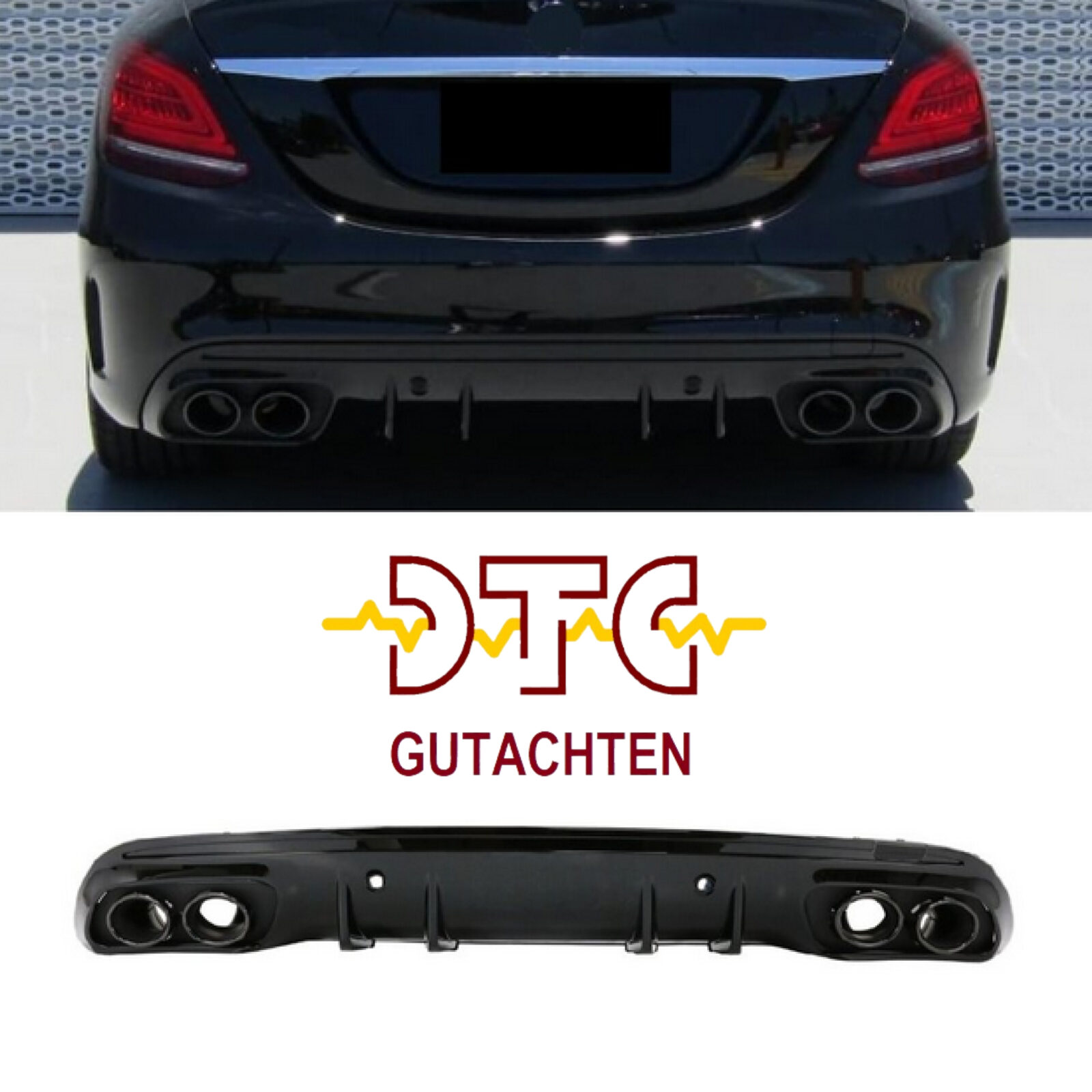 Diffusor C43 AMG Optik Auspuffblenden Schwarz DTC Gutachten